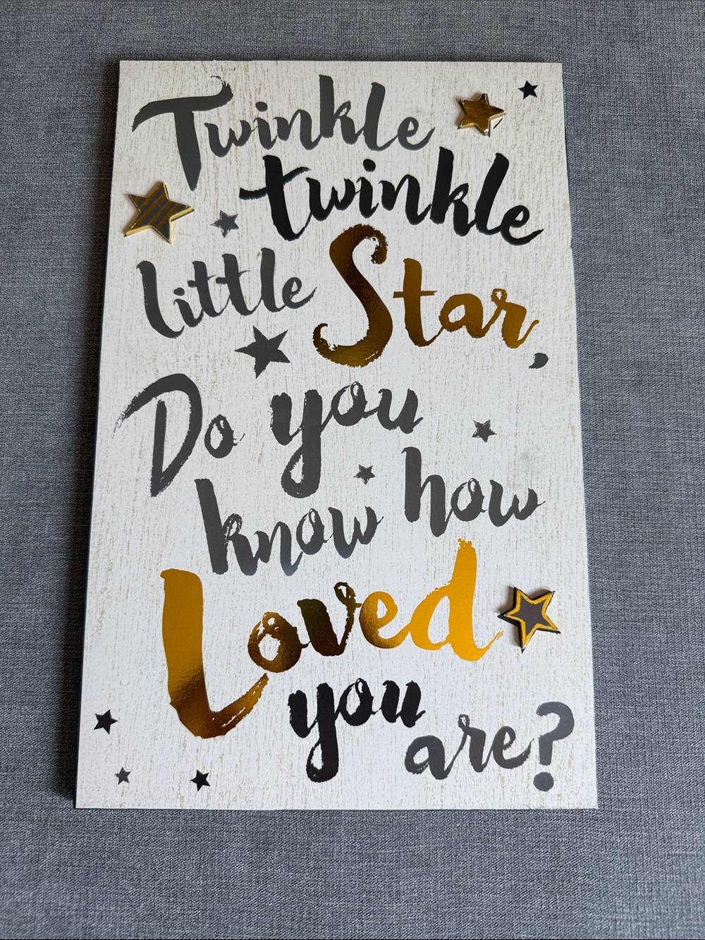 Twinkle Little Star Gold & Gray Wall Sign Art 
 - Nursery Wall Decor
